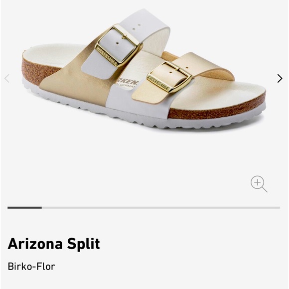 Birkenstock Shoes - NEW Birkenstocks. Arizona Split Birko-Flor Gold & White. Size 9